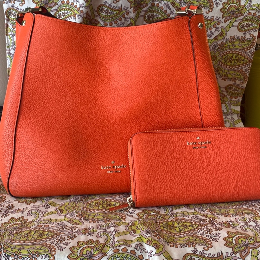 Kate Spade Orange bag and matching Wallet